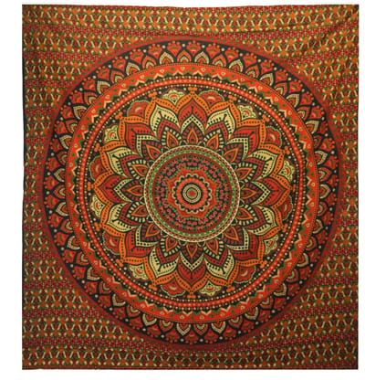 Katoenen Bedsprei & Wandkleed – Mandala – 200 x 230 cm - Groen