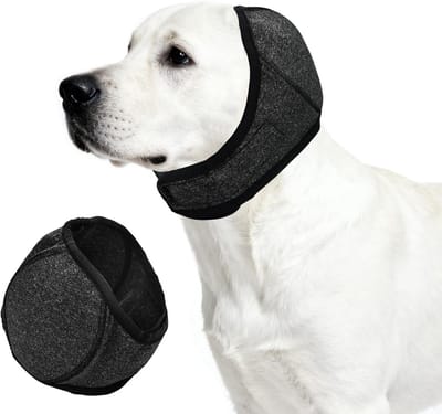 Verstelbare Oorkappen voor Honden, Geluidsbescherming, Comfortabele Hoofdband voor Bad, Verzorging, Onweer en Vuurwerk (L)