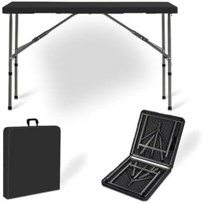 Draagbare Aluminium Tafel - Klaptafel Outdoor - Picknick en Kamperen - Lichtgewicht en Stevig - 120 cm - Zwart