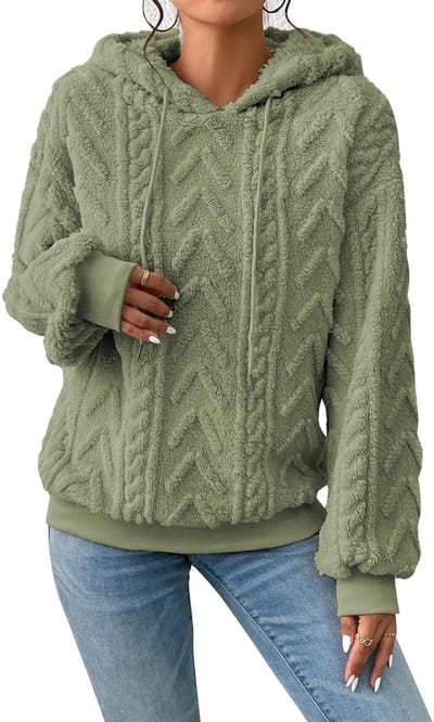 Dailygoods- Hoodie Dames Teddyfleece - Casual Sweatshirt - Lange Mouwen - Warm - Effen Kleur - Getailleerd Model - Elastische Boorden - Trui