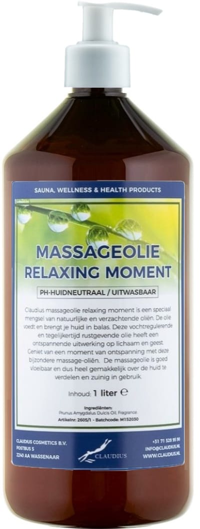 Massageolie Relaxing Moment 1 liter met witte pomp - 100% natuurlijk - biologisch en koud geperst
