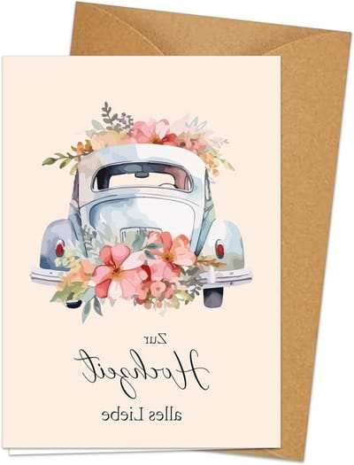 A6 Vouwkaarten voor Bruiloften - Waterverf Ontwerp - Luxe Wenskaarten met Envelop voor Trouwerijen