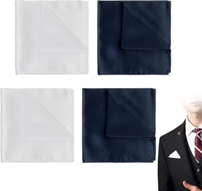 - Set van 4 heren zakdoeken in effen kleuren voor ceremonies en bruiloften