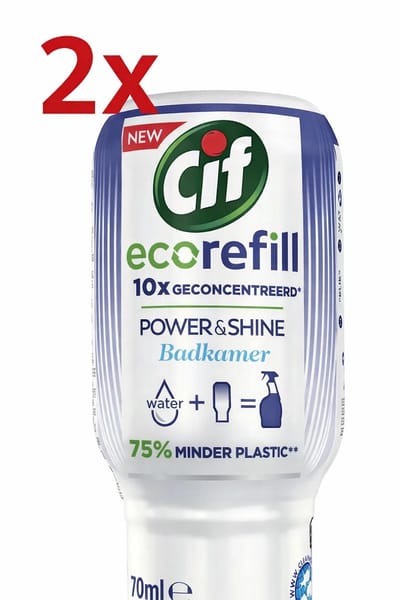 2 x Cif Eco Refill - Power & Shine - Badkamerreiniger - Spray - 70 ml