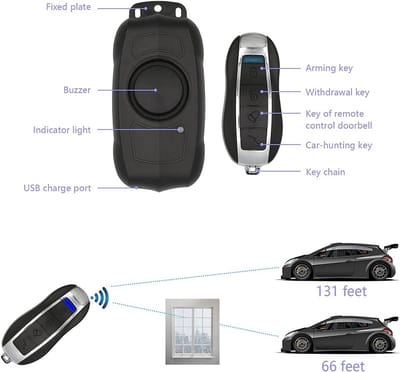 Diefstalalarm - Beveiliging Sensor - Fiets Motor - 150dB Geluid SOS - 65 x 45 mm