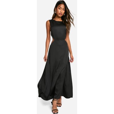 boohoo Dames Satijn Cut-out Midaxi Jurk | Zwart | Maat: 44