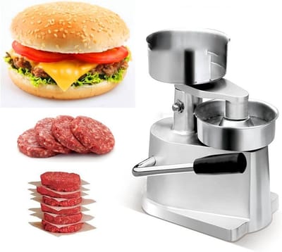 Hamburger Machine - Vleespers Patty - Commercieel Gebruik - Heavy Duty Handmatig - 100mm Diameter - Zilver