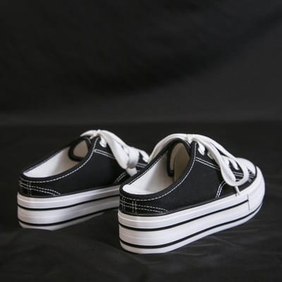 Lente Nieuwe Dikke Zool Binnen Hoogteverhoging 5cm Canvas Schoenen Dames Muffinzool Rubber Schoenen Student Half-doek Schoenen 39