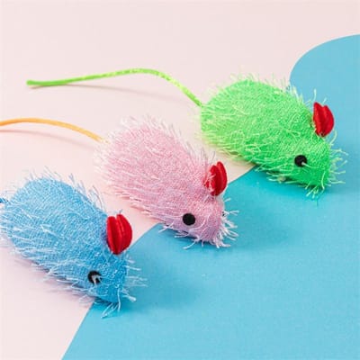 Lot de 3 jouets pour chats en forme de pomme de pin de couleur bonbon, souris en tissu, interactifs