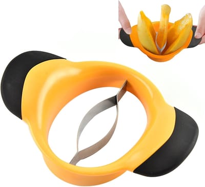 Mango Snijder - Groot RVS Mes met Ontpitter - Rubberen Antislip Handgrepen voor Makkelijk Snijden - Geschikt voor Keuken