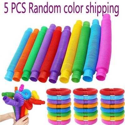 Kleurrijke Pop Tube Regenboog Fidget Speelgoed Telescopische Buis Stressverlichtend Speelgoed Plastic Rekbare Buis Plastic Sensorisch Decompressie Speelgoed green