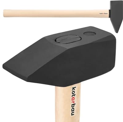 KOTARBAU® Voorhamer, 8 kg, Sloophamer, Staal, Slotenhamer, Ergonomisch, Zware, Hamer Voor Sloopwerk, Slotenmaker Hamer, Sloophamer Met Houten Steel, 80 cm, Zwart Natuurlijk