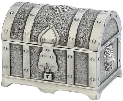 Dailygoody - Piraten Schatkist - Trouwen - Antieke Sieraden Box - Zilver - Decoratieve Opbergdoos - Geschikt voor Vrouwen - Retro Model