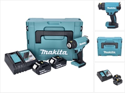 Makita DHG 180 RGJ accu-heteluchtpistool 18 V 550 °C + 2x accu 6,0 Ah + oplader + Makpac