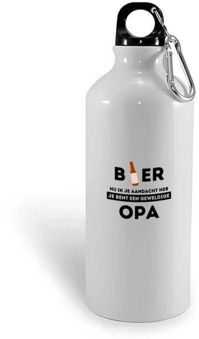 Hacebo® - bier, nu ik je aandacht heb je bent een geweldige opa waterfles - Opa - de beste opa - verjaardagscadeau - verjaardag - cadeau - cadeautje voor opa - opa artikelen - kado - geschenk - gift - water fles - 400ML