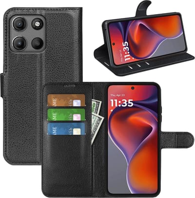 MobyDefend Hoesje - Geschikt voor Motorola Moto G15 / G15 Power / G17 / G17 Power - Kunstleren Wallet Book Case (Sluiting Voorkant) - Zwart