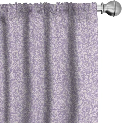 ABAKUHAUS Bloemen-Gordijnen – Scroll-Art Krullende Bladeren – 2x75x245 cm – Licht Mauve