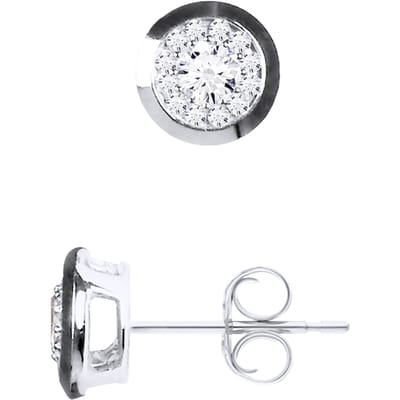 Oorbellen Solitaire Diamond 0,50 Cts Serti illusie White Gold 18k