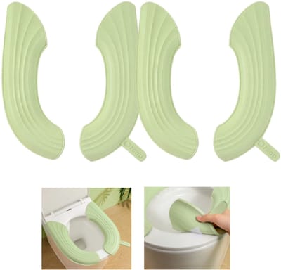 2 paar - Waterdichte toiletbrilhoezen - Draagbare toiletbrilkussens - Toiletbrilhoezen - Zelfklevende toiletbrilhoezen - Groen - Geschikt voor alle seizoenen - Herbruikbaar - Eenvoudig te installeren - Wasbaar
