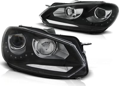 Koplampen dagrijlicht VW GOLF 6 10 08-12 ZWART TRU DRL