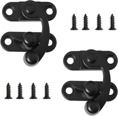 Deurgrendel Haak - Kastslot Sluiting - Deuren Beveiligen - Rechtse Montage - 1x1x1 cm - Zwart