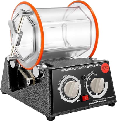 Elektrische polijstmachine - Metaal polijster - Sieraden polijsten - 5 snelheden toerentalregeling - 60 W - Zwart Oranje