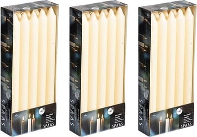 Dinerkaarsen ivoorwit - 30x stuks - 24 cm - 8 branduren - lange kaarsen - tafelkaarsen