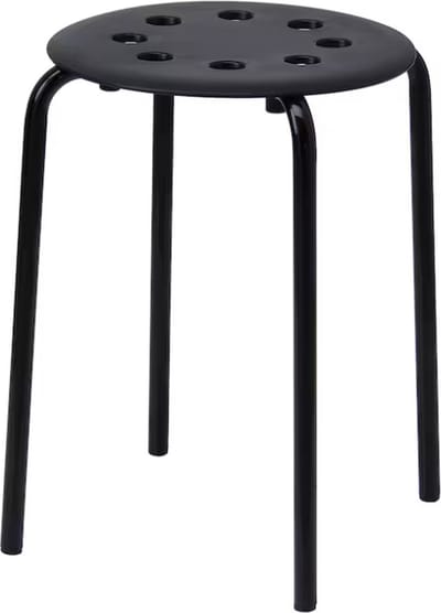 Ikea MARIUS Kruk, Stapelstoel, zwart, 45 cm