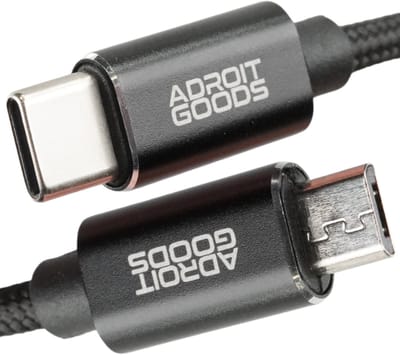 AdroitGoods USB-C naar Micro USB Oplaadkabel 1 Meter - 2.4A 12W - USB 2.0 Data - Aluminium Connector - Gevlochten Nylon - Duurzame Kabel