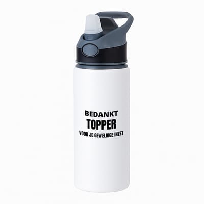 Hacebo® - Bedankt topper voor je geweldige inzet waterfles met rietje zwart - Collega - collega - Cadeautje voor inzet tonen - bedankt voor alles - geschenk - water fles - 650ML