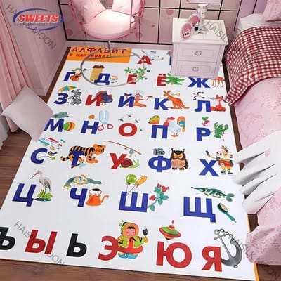 1PC Kinder Speelmatten voor Vloer, Extra Grote Tapijten Speeltijd Collectie ABC, Cijfers, Dieren Educatieve Gebiedskleden voor Speelkamer 40x60cm (16x24in)