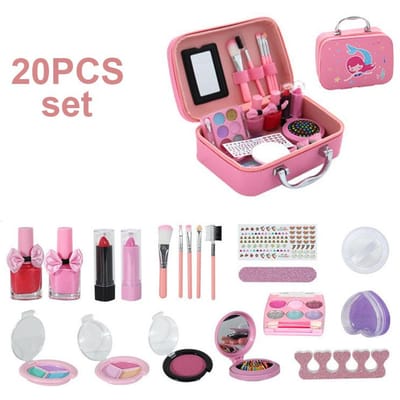 Meisjes Echte Make-up Set Afwasbaar Prinsessen Speel Make-up Collectie Kinderspeelgoed Kindveilig Niet-Giftig Meisjes Doe-alsof Spel Verjaardag Ideaal voor pink