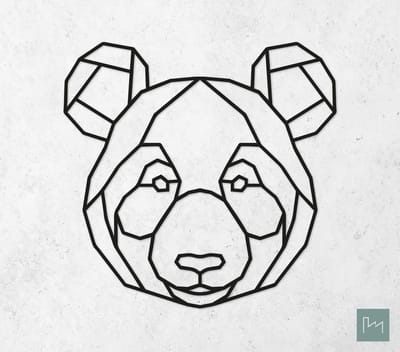 Laserfabrique Wanddecoratie - Geometrische Panda - Medium - Zwart - Geometrische dieren en vormen - Houten dieren - Muurdecoratie - Line art - Wall art