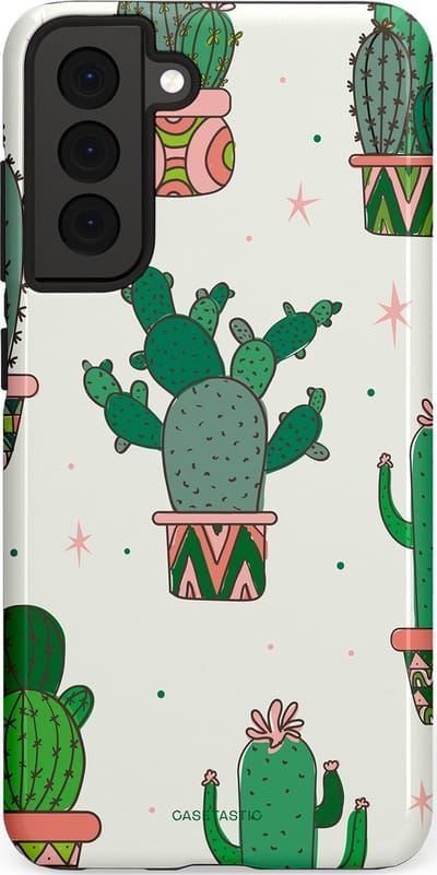 Casetastic Hoesje Geschikt voor Samsung S21 FE - Stijlvolle Beschermende Duo-layer Case - Zonnige Cactus