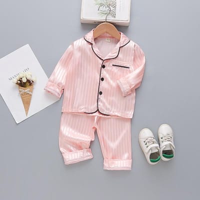 Nouveau Ensemble de Vêtements pour Bébés Garçons Printemps Automne Pyjama Enfant Chemise à Manches Longues Pantalon 2 Pièces/Ensembles Tenue de Nuit Filles Enfants Costume Bébé 3T rose
