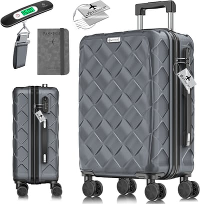 KESSER® Reiskoffer met Wielen 84L | Medium Koffer inclusief Paspoorthouder & kofferweegschaal & bagagelabel | Trolley Koffers met TSA Cijferslot - Antraciet