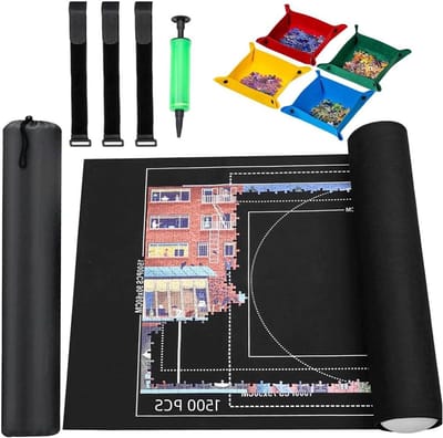 Vilten Puzzelmat - Puzzel Opbergmat - Puzzels Opbergen - Met Organizer Lades - 26x46 inches - Zwart