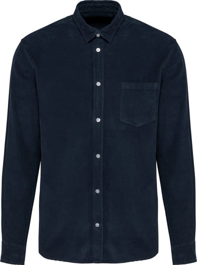 Kariban Heren overhemd met lange mouwen in ribfluweel K599 - Washed dark navy - XL
