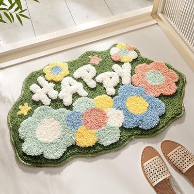 Daity 1 stuk - antislip vloermat - schattige bloemvormige badmat - tapijt - antislip zachte absorberende machinewasbare badmat (45*70cm)