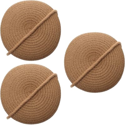 Zomerse Rieten Tassen - Crossbody Handtas - Strand Dagelijks - Set van 3 stuks - 16.5 x 16.5 cm - Kaki