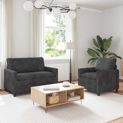 vidaXL - Bankstel - 2 - st - Donkergrijs - Polyester