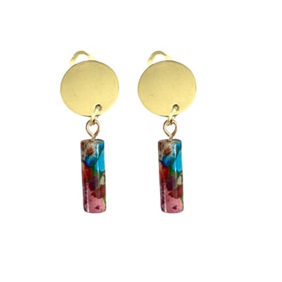 Clip oorbellen -goudkleurig- steen- gekleurd-geen gaatje- Charme Bijoux