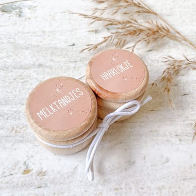 Melktanden- en haarlokdoosje | tandendoosje | eerste haarlokje | bewaardoosjes set | roze | opdruk: sticker