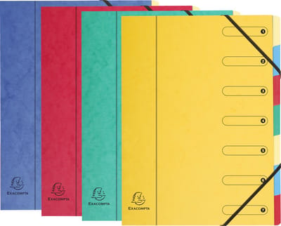 Exacompta 8x Sorteermap Harmonika met uitrekbare rug en elastosluiting - 7 indelingen - Geassorteerd - 5207E