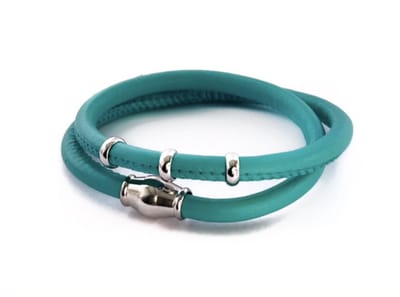 NIEUW! Jolla - dames wikkelarmband - zilver - leer - magneetsluiting - bedels - Basic Silver - Turquoise