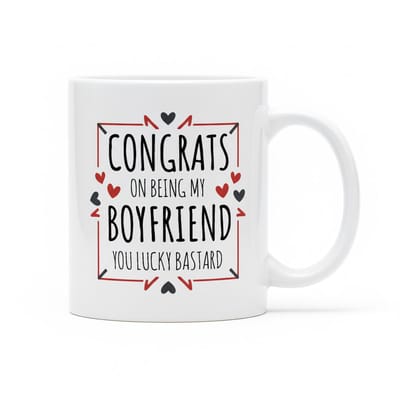 Gefeliciteerd Met Het Zijn Van Mijn Vriend – Stoere Grappige Liefde Quote Koffiemok 330 ml