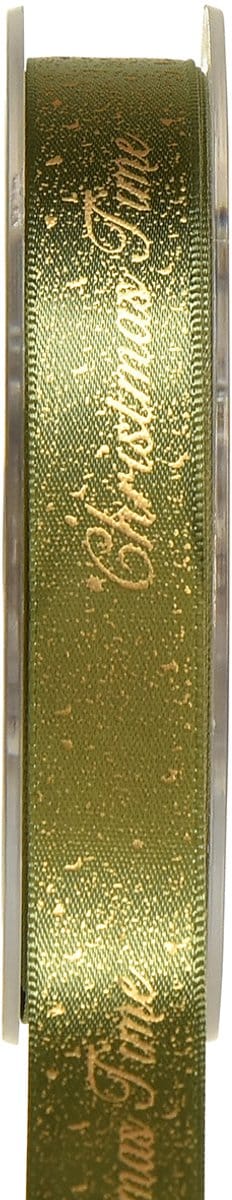 Kerstlint Kersttijdlint Groen Goud 15mm 20m