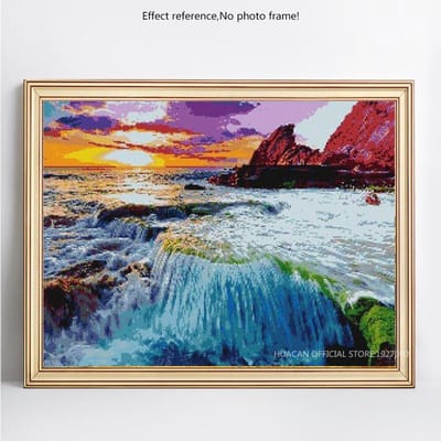 Diamant schilderij zee landschap volledige ronde diamant borduurwerk foto strass 20X30CM