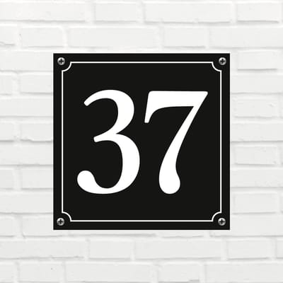 Huisnummerbord Klassiek - Nummer 37 - 14 x 11 cm - incl. bevestiging | - naambord - nummerbord - voordeur