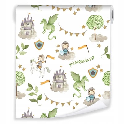 WALLARENA - Behang - Breedte 50 cm - Kasteel Draak - Geschikt voor kinderkamer - 10m